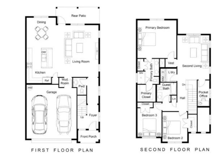 2D floor plan layout for the The Yosemite by Greentech Homes LLC in The Farmstead, Chattanooga, TN (Image 2).