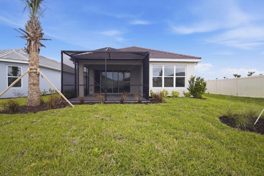 Exterior details and patio area of a home in Esplanade at Wiregrass Ranch, Wesley Chapel (Image 4).