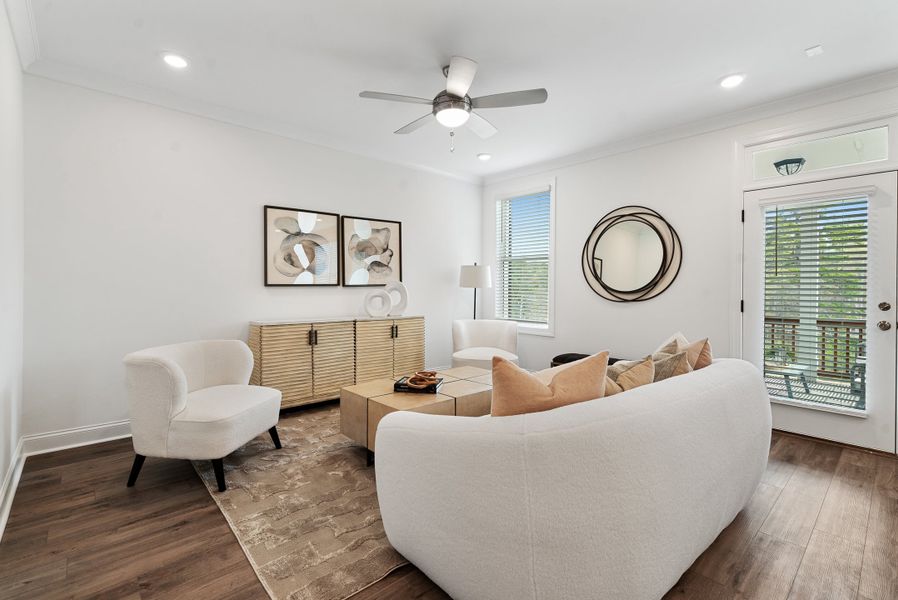 Representative furnished interior of a home built from the The Stockton by The Providence Group in Evanshire Townhomes, Duluth (Image 12).