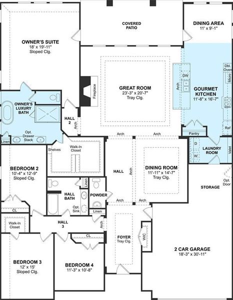 The Samuel floor plan by K. Hovnanian® Homes. 1st Floor shown. *Prices, plans, dimensions, features, specifications, materials, and availability of homes or communities are subject to change without notice or obligation.