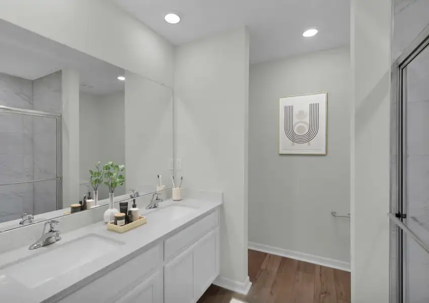 The master bathroom provides you all the space you need to get ready in the morning