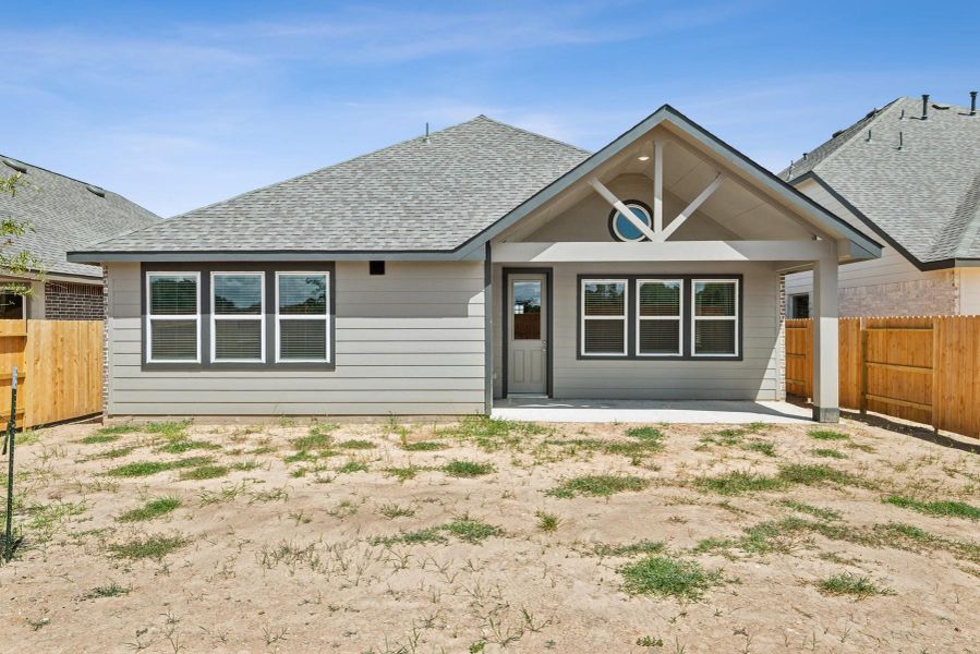 Exterior details and patio area of a home in Harvest Pointe, Needville (Image 23). Exterior details and patio area of a home in Harvest Pointe, Needville (Image 23).
