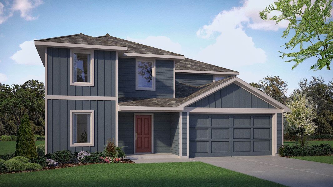 Representative exterior photo of a completed home built from the DALLAS by D.R. Horton in Longhorn Estates, Fort Worth, TX (Image 4). Representative exterior photo of a completed home built from the DALLAS by D.R. Horton in Longhorn Estates, Fort Worth, TX (Image 4).