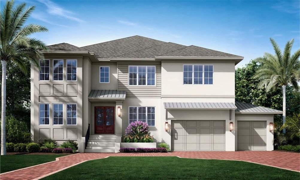 Front exterior of a new home in , Tampa, FL, highlighting curb appeal (Image 1). Front exterior of a new home in , Tampa, FL, highlighting curb appeal (Image 1).