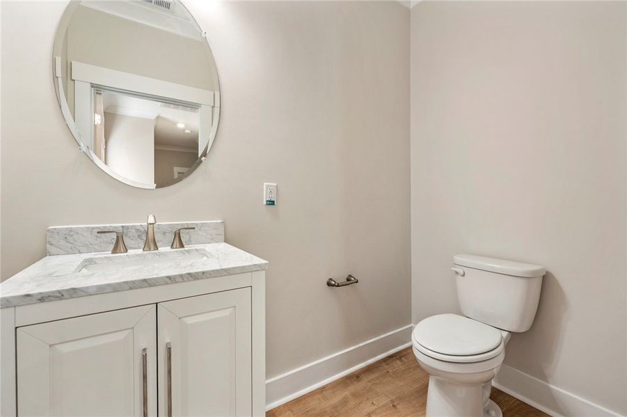 This spacious room features elegant crown molding