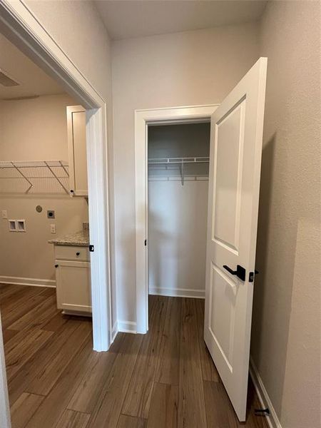 The downstairs coat closet.