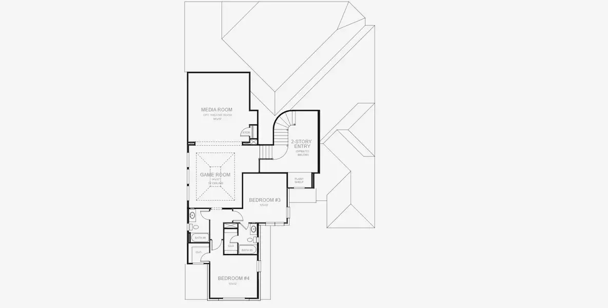 2D floor plan layout for the 3774W by Perry Homes in Lakes of Cane Island, Katy, TX (Image 4).