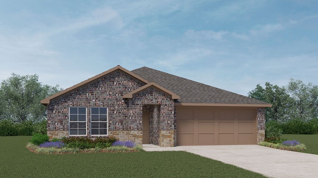 Front exterior of a new home in Valor Farms, Royse City, TX, highlighting curb appeal (Image 1). Front exterior of a new home in Valor Farms, Royse City, TX, highlighting curb appeal (Image 1).
