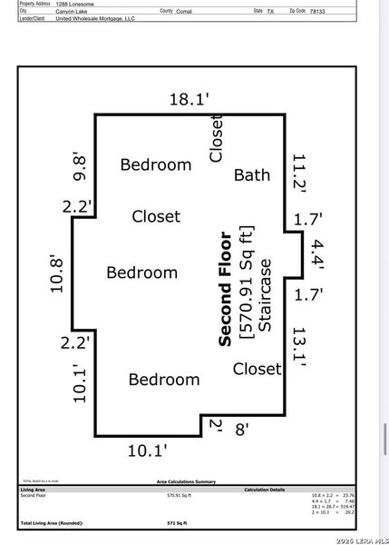 2D floor plan layout of this home in , Canyon Lake, TX (Image 3).