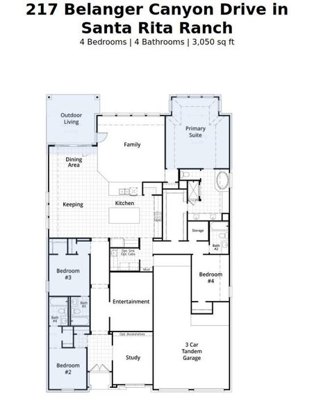 2D floor plan layout of this home in Santa Rita Ranch, Liberty Hill, TX (Image 4). 2D floor plan layout of this home in Santa Rita Ranch, Liberty Hill, TX (Image 4).