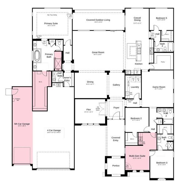 2D floor plan layout of this home in Ellsworth Ranch, Queen Creek, AZ (Image 4).