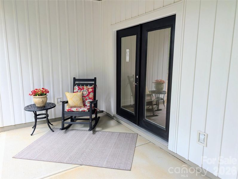 Back porch and entry door. Back porch and entry door.