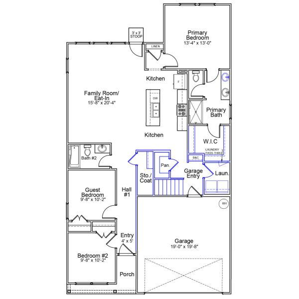 2D floor plan layout of this home in Hainer Place, Conway, SC (Image 3).