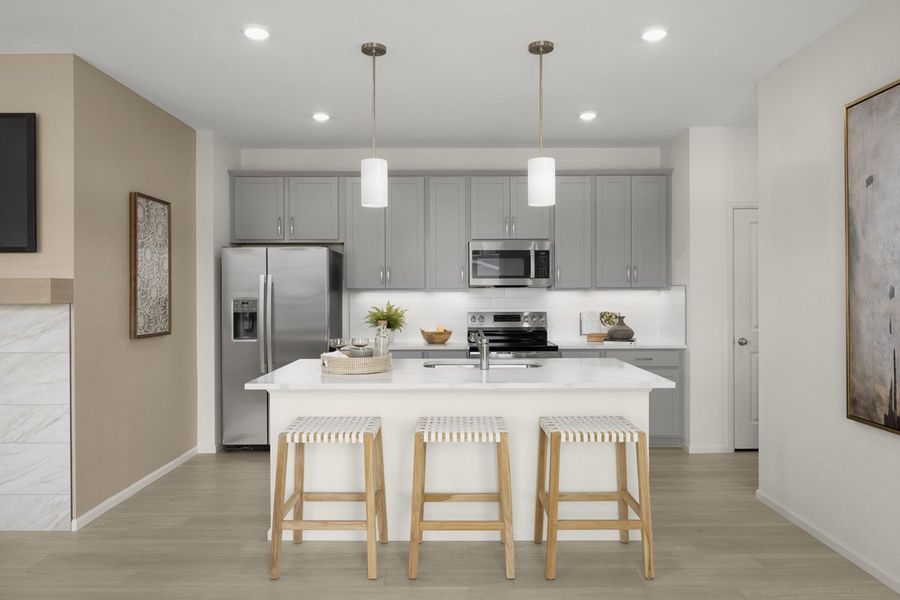 Representative furnished interior of a home built from the 1672 Modeled by KB Home in Windler Midtown Villas, Aurora (Image 9).
