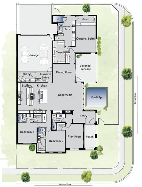 2D floor plan layout of this home in , Southlake, TX (Image 2). 2D floor plan layout of this home in , Southlake, TX (Image 2).
