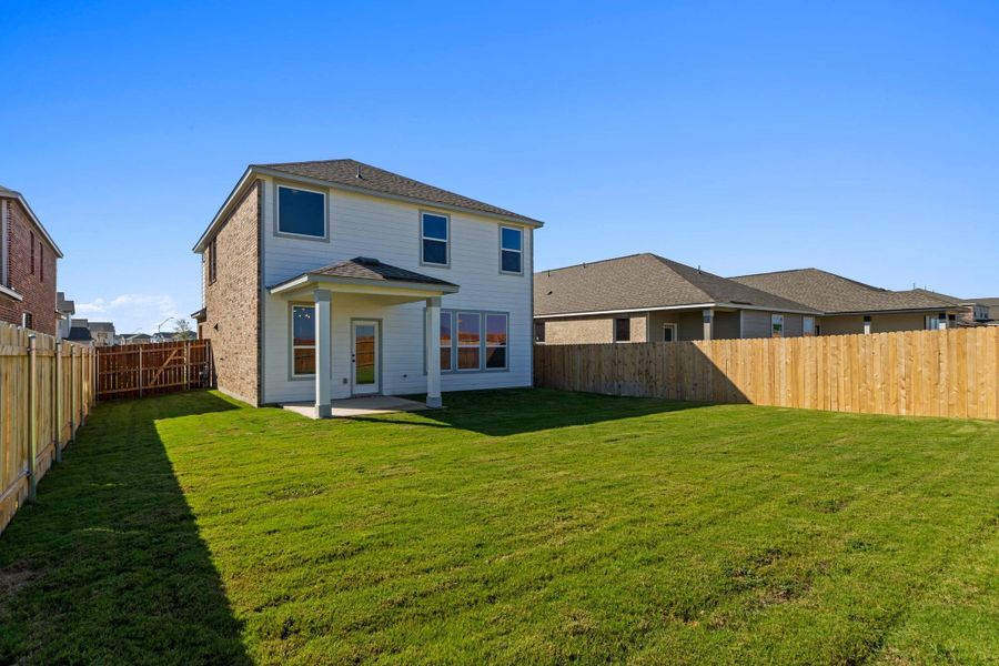 Exterior details and patio area of a home in Salerno - Heritage Collection, Round Rock (Image 3). Exterior details and patio area of a home in Salerno - Heritage Collection, Round Rock (Image 3).