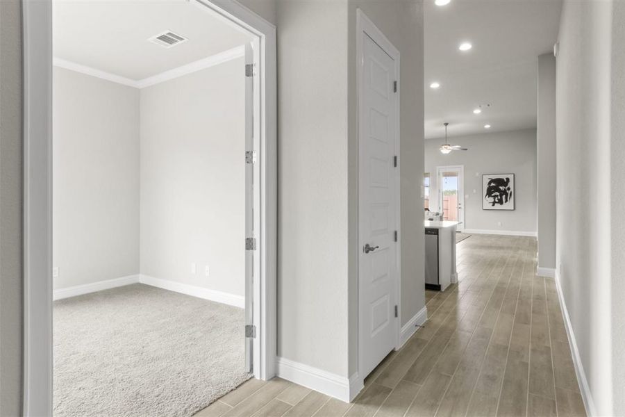 Representative unfurnished interior of a home built from the Oaks 2083 by Brohn Homes in Oaks at San Gabriel, Georgetown (Image 12).