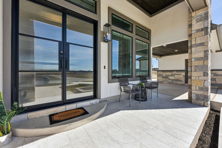 View of patio with french doors