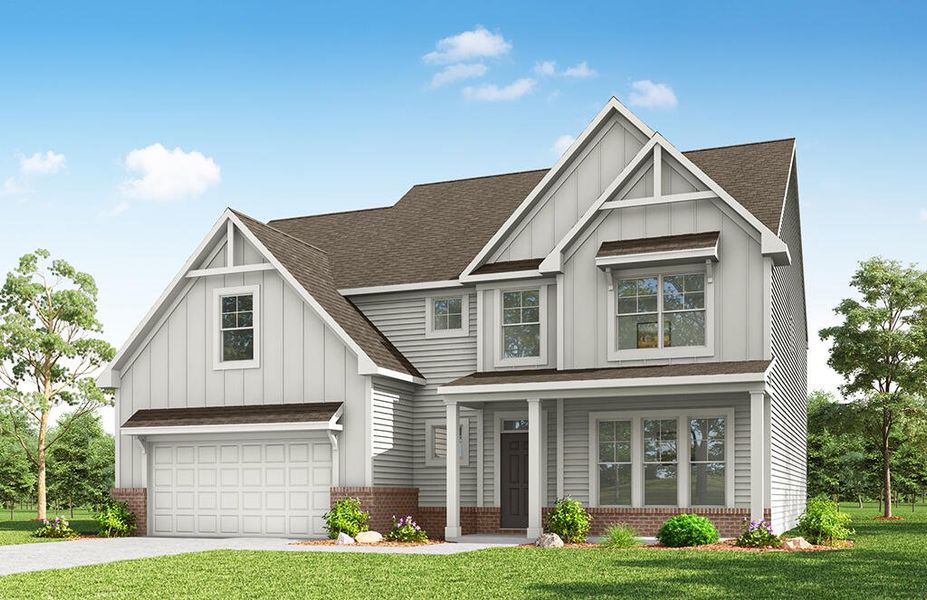 Representative exterior photo of a completed home built from the Sycamore by Eastwood Homes in Arbor West, Dawsonville, GA (Image 1). Representative exterior photo of a completed home built from the Sycamore by Eastwood Homes in Arbor West, Dawsonville, GA (Image 1).