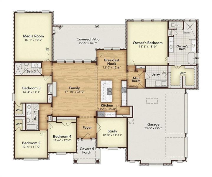 2D floor plan layout of this home in Ridge Park Estates, Royse City, TX (Image 3).