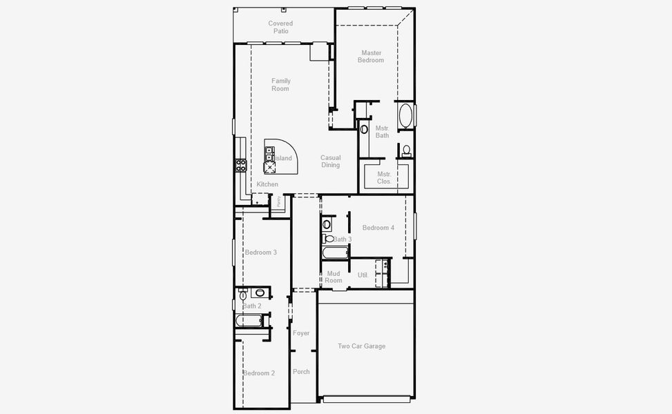 2D floor plan layout for the Carmine by Coventry Homes in Escondido 50', Magnolia, TX (Image 5).
