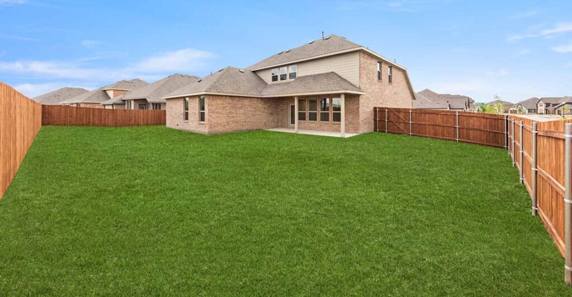 Representative exterior photo of a completed home built from the Thornbury by Impression Homes in Still Water Lake, Godley, TX (Image 26). Representative exterior photo of a completed home built from the Thornbury by Impression Homes in Still Water Lake, Godley, TX (Image 26).