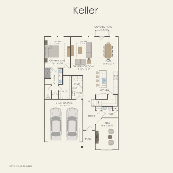 2D floor plan layout for the Keller by Pulte Homes in West Cypress Hills, Spicewood, TX (Image 4). 2D floor plan layout for the Keller by Pulte Homes in West Cypress Hills, Spicewood, TX (Image 4).
