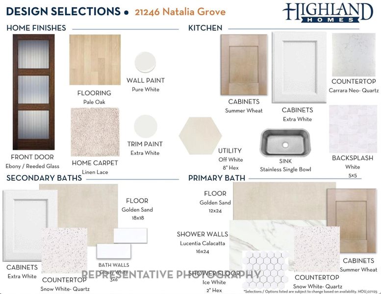 Interior selections for this home Interior selections for this home