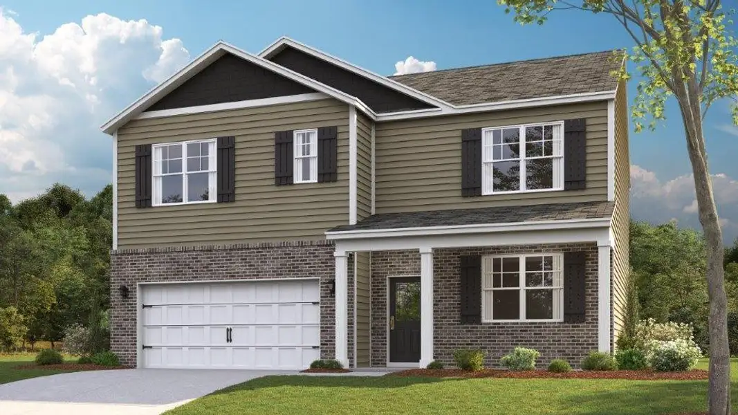 Front exterior of a new home in Millstone Village, Morristown, TN, highlighting curb appeal (Image 1).