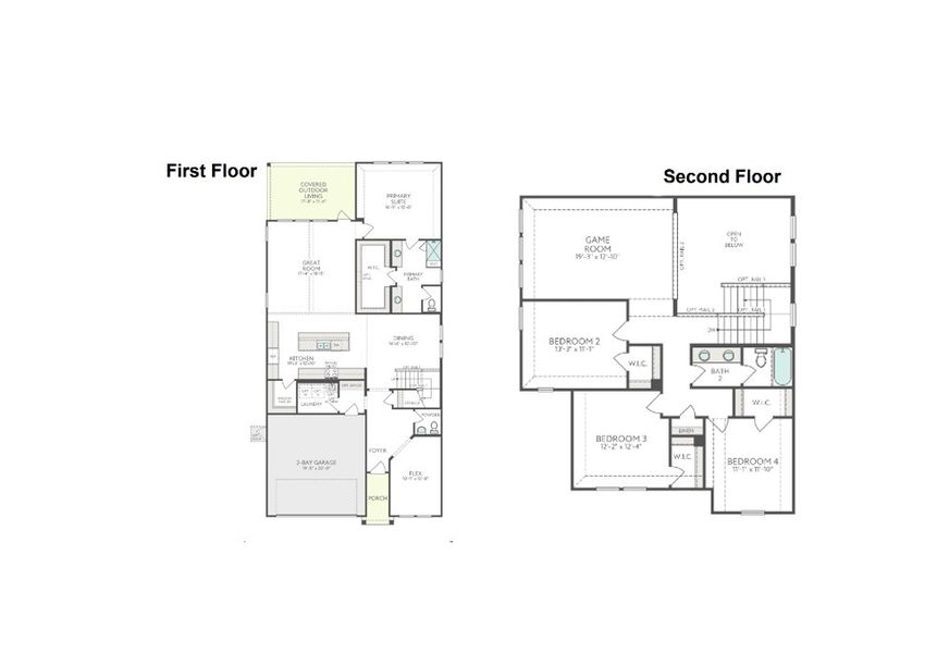 2D floor plan layout for the Juniper by Tri Pointe Homes in Landmark, Denton, TX (Image 4).