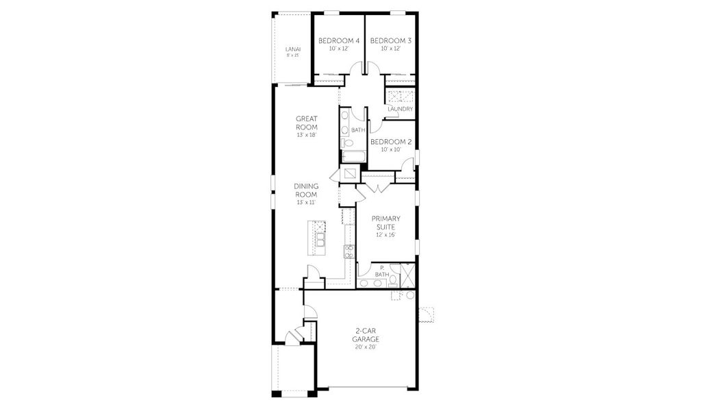 2D floor plan layout for the Kassia - 40' Homesites by Dream Finders Homes in Reserve at Hammock Oaks, Lady Lake, FL (Image 3).