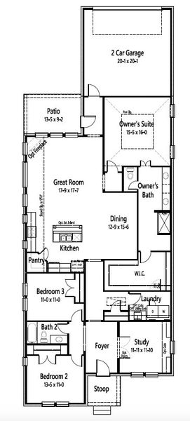 2D floor plan layout for the Logan by Cambridge Homes in Lake Park, Rowlett, TX (Image 7).
