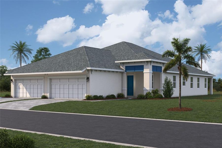 Front exterior of a new home in Villas at SeaFlower, Bradenton, FL, highlighting curb appeal (Image 1). Front exterior of a new home in Villas at SeaFlower, Bradenton, FL, highlighting curb appeal (Image 1).