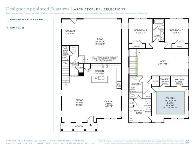 2D floor plan layout of this home in Meadowlark, Murfreesboro, TN (Image 4).