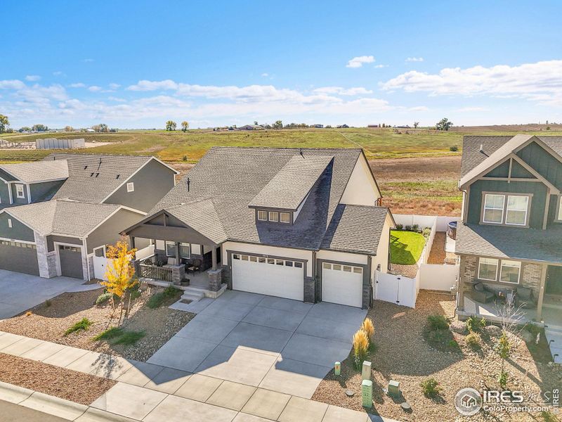 Aerial of the front of the home