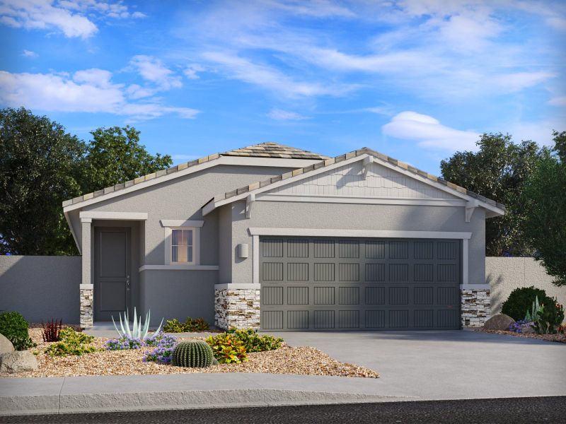 Representative exterior photo of a completed home built from the Onyx by Meritage Homes in Rincon Crest at Rocking K, Vail, AZ (Image 16). Representative exterior photo of a completed home built from the Onyx by Meritage Homes in Rincon Crest at Rocking K, Vail, AZ (Image 16).