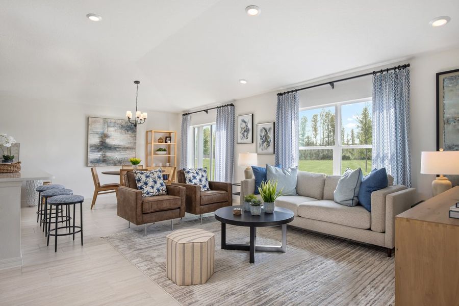 Furnished interior view inside a new home in Riverstone, Land O' Lakes (Image 8). Furnished interior view inside a new home in Riverstone, Land O' Lakes (Image 8).