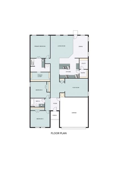 2D floor plan layout of this home in Oaks at San Gabriel, Georgetown, TX (Image 3).