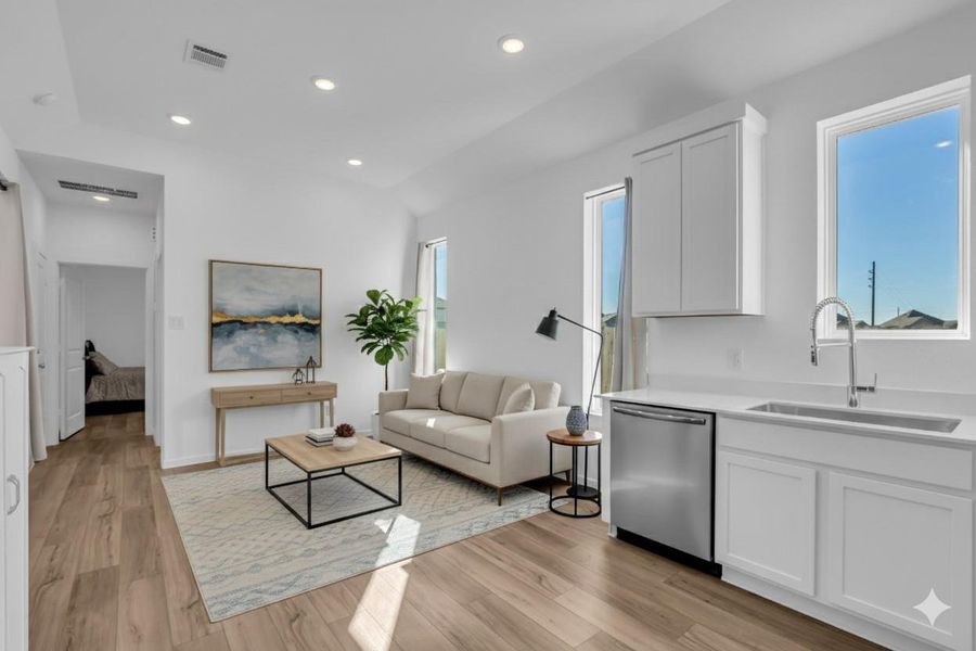 (Virtually Staged) Next Gen living space to highlight room proportions and flexible furniture placement and functionality. (Virtually Staged) Next Gen living space to highlight room proportions and flexible furniture placement and functionality.