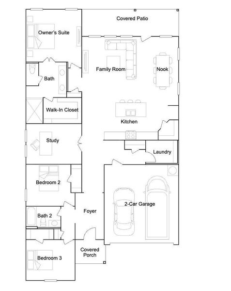 2D floor plan layout of this home in Scotts Bend, Baytown, TX (Image 2).