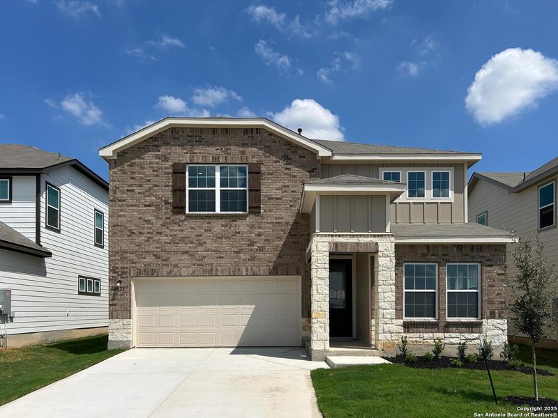 Front exterior of a new home in Enclave at Hennersby Hollow 50's, San Antonio, TX, highlighting curb appeal (Image 20). Front exterior of a new home in Enclave at Hennersby Hollow 50's, San Antonio, TX, highlighting curb appeal (Image 20).