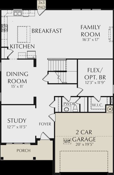 2D floor plan layout for the Legacy by KM Homes in Ashton Heights, Lawrenceville, GA (Image 3).