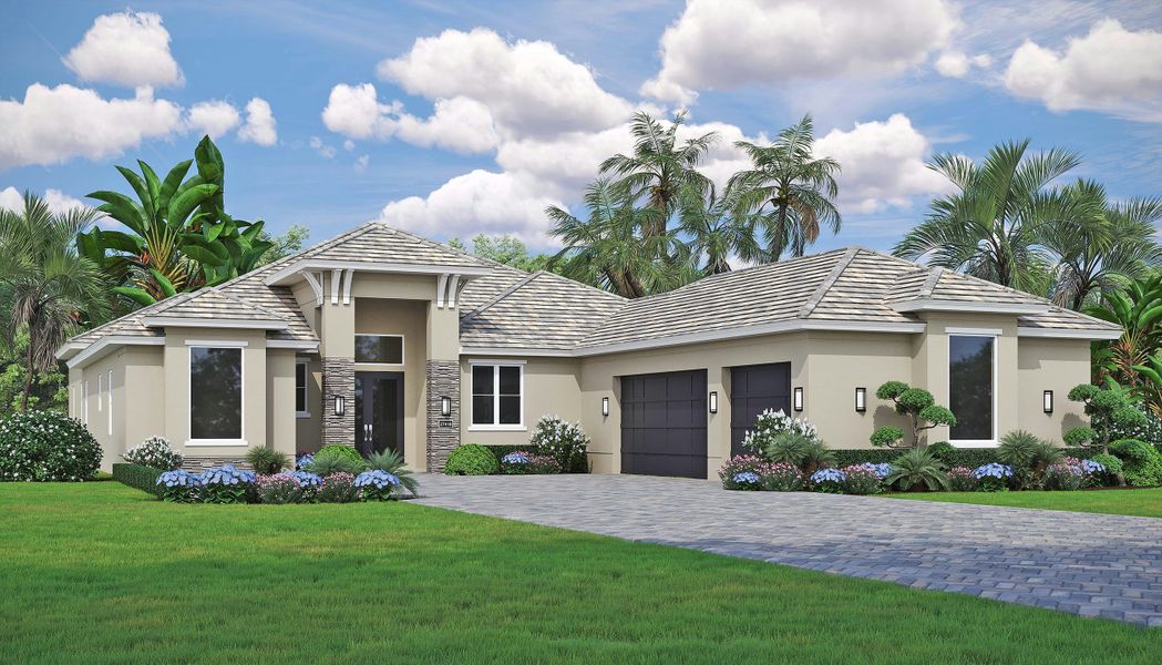 2D floor plan layout for the Oakmont by GHO Homes in The Reserve at Grand Harbor, Vero Beach, FL (Image 20).