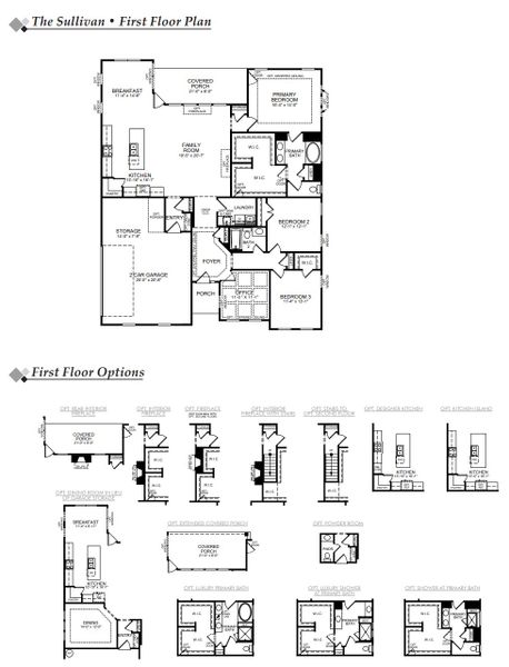 2D floor plan layout for the Sullivan by Eastwood Homes in Peyton's Creek, Statesville, NC (Image 2).