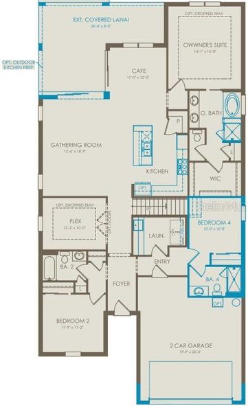 2D floor plan layout of this home in Del Webb Minneola, Minneola, FL (Image 2).