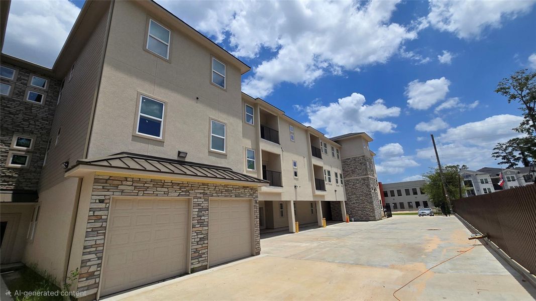 Front exterior of a new home in , The Woodlands, TX, highlighting curb appeal (Image 1). Front exterior of a new home in , The Woodlands, TX, highlighting curb appeal (Image 1).