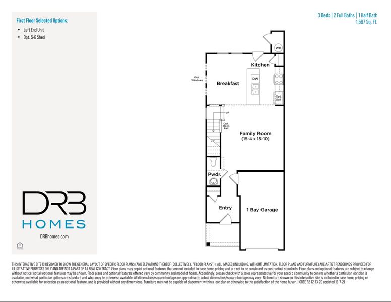 2D floor plan layout of this home in Barton Hollow Townhomes, Fountain Inn, SC (Image 5).