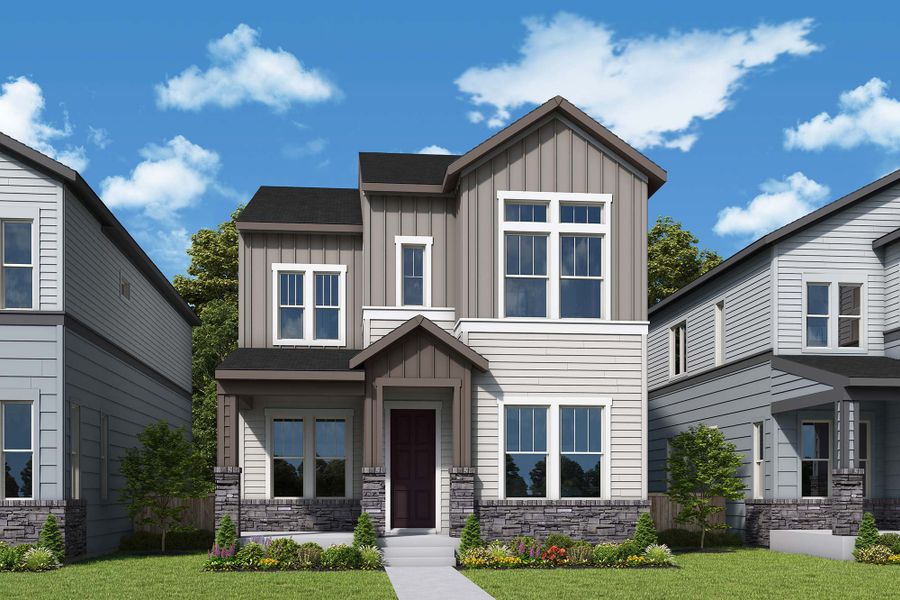 Representative exterior photo of a completed home built from the The Bates by David Weekley Homes in Baseline Parkside West – Single-Family Homes, Broomfield, CO (Image 2).