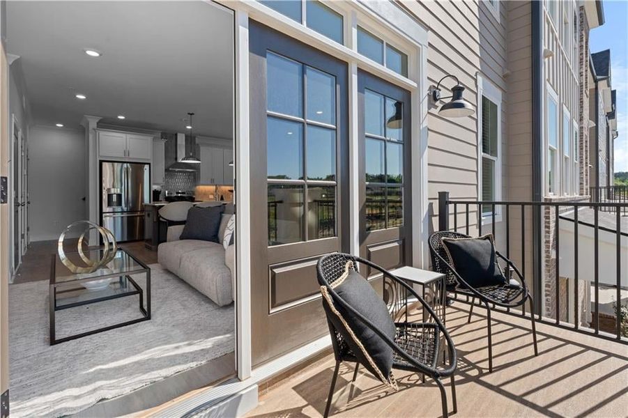 Home Site D60 Features of Deck off the Main Level with views of Sawnee Village *Images shown are from a decorated model of the same floor plan. Design selections and color packages will vary by home.* Home Site D60 Features of Deck off the Main Level with views of Sawnee Village *Images shown are from a decorated model of the same floor plan. Design selections and color packages will vary by home.*