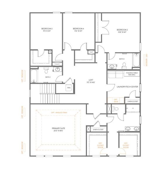 2D floor plan layout for the Calgary by True Homes in Westbrook Falls, Colfax, NC (Image 11).